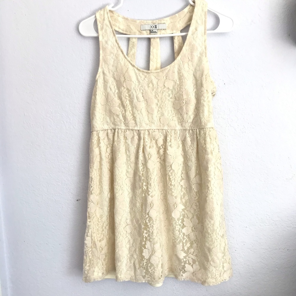 FOREVER 21 L cream lace dress strappy back
